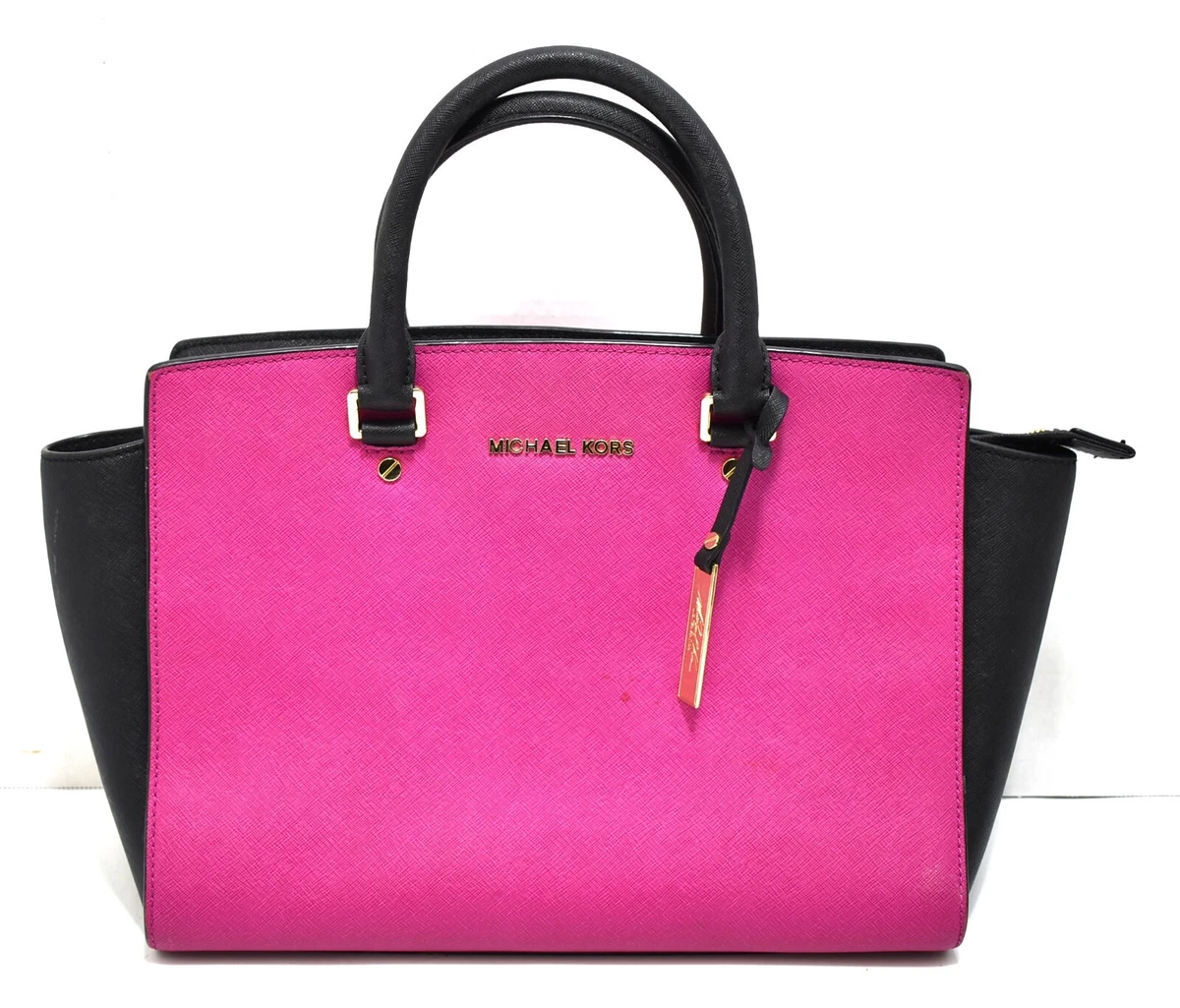 Pink and black michael kors deals purse