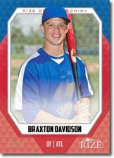 BRAXTON DAVIDSON 2014 Rize Rookie RED Paragon PRODIGY BRAVES RC #/10