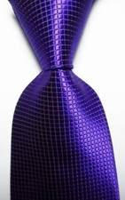 New Classic Checks Purple JACQUARD WOVEN Silk Men's Tie Necktie