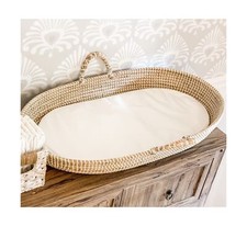 Seagrass Baby Changing Basket with Waterproof Pad Portable Diaper Changing ...