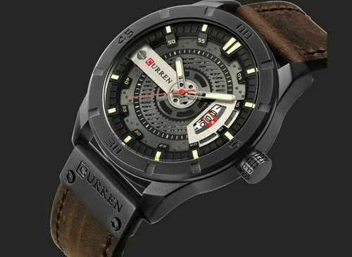 CURREN Mens Quartz Watch Military Leather Wristwatch Business Male Date Watches - Picture 6 of 16