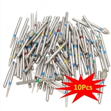10PCS DIA-BURS Dental High Speed Air Turbine Handpiece FG Diamond Burs 158 Types