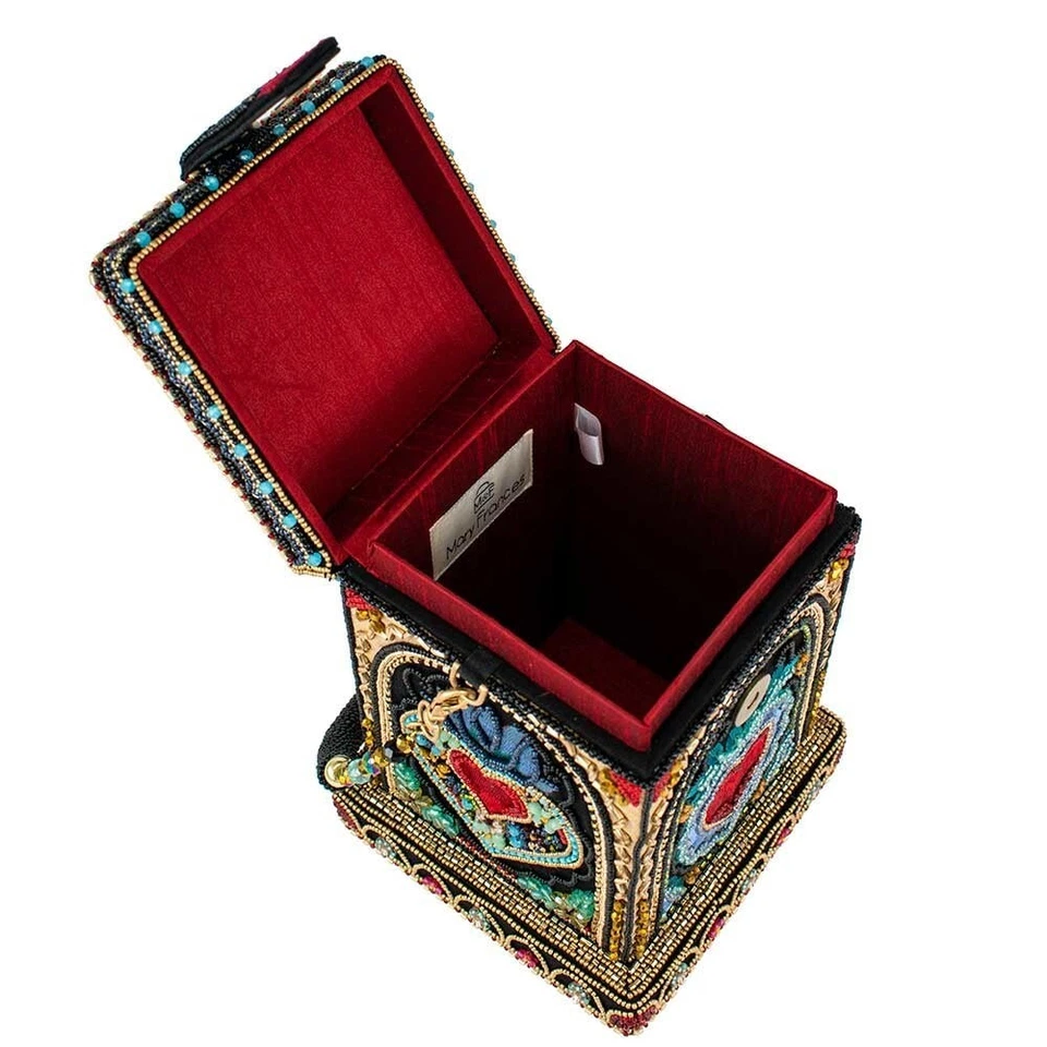 Mary Frances Casa de Corazones Cuentas Corazón Rojo Bolso de Mano Negro Dorado Bolso Cartera NUEVO Foto 2 de 4