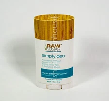 1 RAW SUGAR Simply Deo VANILLA BEAN + CHARCOAL Deodorant 2.7oz Vegan