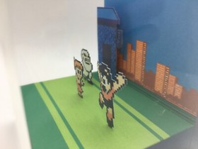 Mega Man NES Original Ending Credits Scene Shadow Box Diorama Cube Rock Man