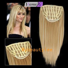 3/4 Half wig 100 indian remy human hair half wig Long straight hair weft cap