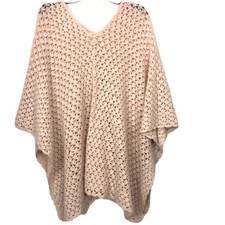 Charlotte Womens Shrug Poncho Shawl Pink Blush One Size Os Rabbit Hair Wool Knit