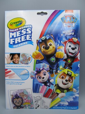 Crayola PAW PATROL Aqua Pups Color Wonder Mess Free Coloring 18 Pages 5 Markers