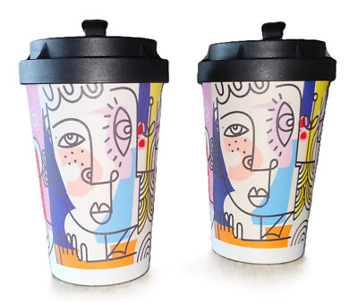 Kaffee Becher TO GO bunt Dicke Qualität Made in Germany Deckel schließbar gerb.