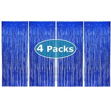 4PK 3.3 x 8.2 FT 1x2.5M Metalic Tinsel Party Photo Backdrop Curtains Door Fri...