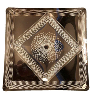 Atomic Danish Glass Square Plate Set JENSEN SPIROGRAPH MCM Platter MINT