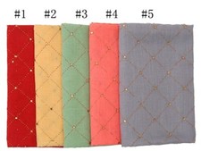 Women's Plain Color Cotton Scarf Muslim Hijab Shimmer Plaid Scarves Long Shawls