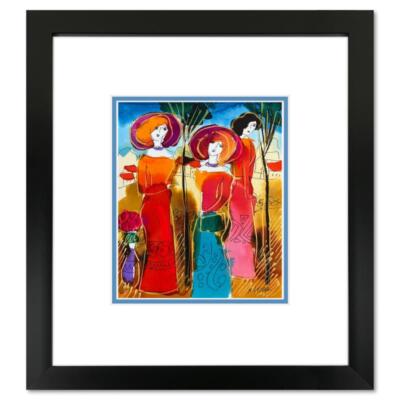 Moshe Leider, Framed Original Mixed Media Watercolor Painting, Hand Signed