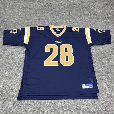 Vintage St Louis Rams Marshall Faulk Jersey Mens 2XL Blue 28 NFL