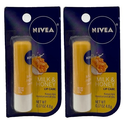 2 Pack Nivea Milk & Honey Lip Care 0.17 oz Moisturizer Discontinued Version
