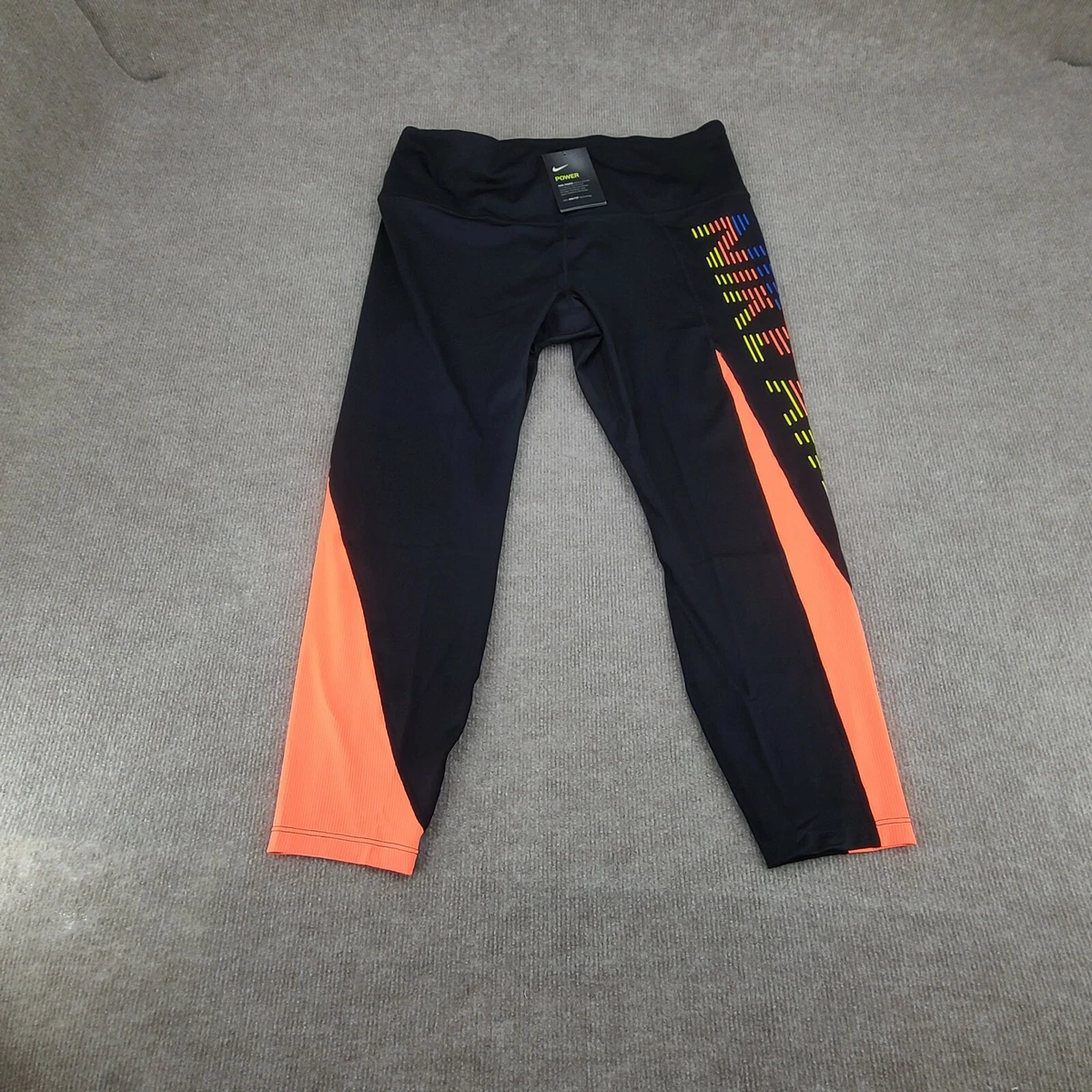 Nike Pants Womens 1X Plus Black Orange Air 7/8 Leggings Running Yoga New  768