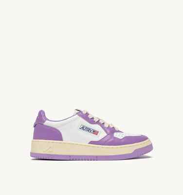 Autry Medalist Women's Low Bicolor White Leather and Lilac Sneaker mod. AULW WB43