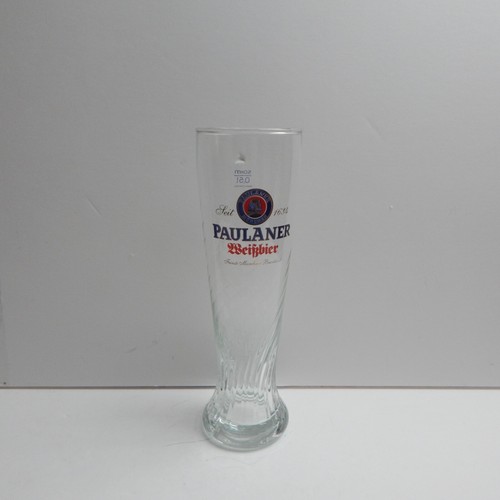 VETRO BIRRA VINTAGE PAULANER MUNCHEN SWIRL 10” 0,5L GERMANIA COME NUOVO