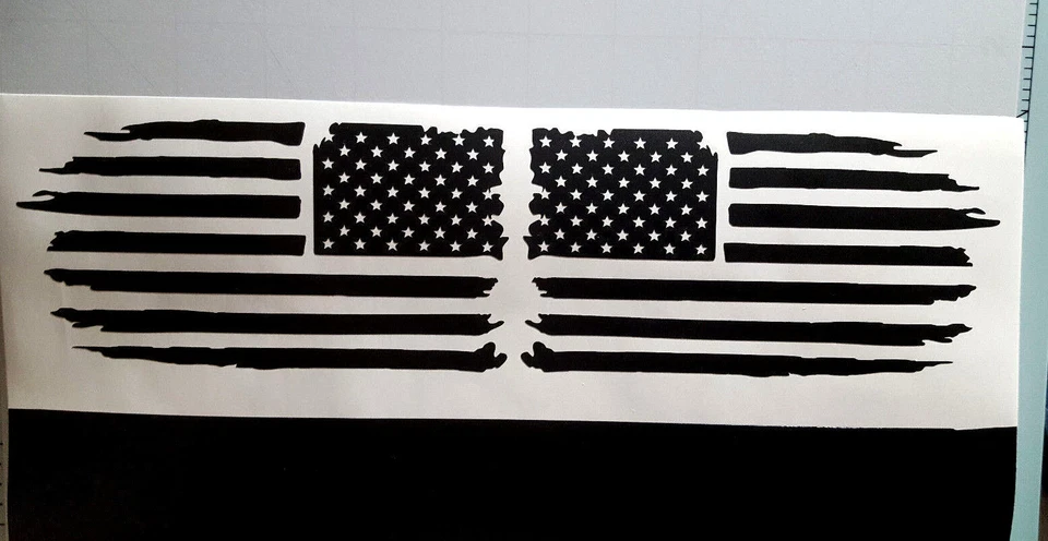 Distressed Tattered American Flag Vinyl Decal Sticker | Ripped Torn USA SET of 2 - Image 2 of 4