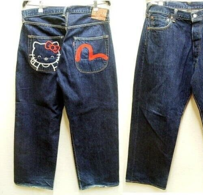 evisu Kittyコラボ デニム EVISU Denim Pants Rare Sanrio Hello Kitty Collab Lot 2022 Size 30