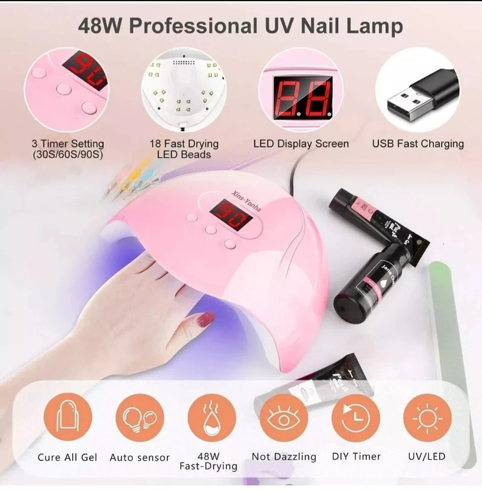 Nail Set Gelnägel Kit Gelnägel StarterSet,Nagellack Nagelset UV Nägel Farben Tub - Bild 4 von 4