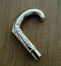 Handmade Solid Brass Handle Victorian Silver Finish For Walking Stick Cane Gift