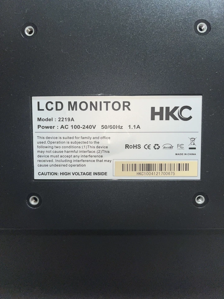 HKC 2219A 21.6” Inch 1920-1080 LCD MONITOR VGA and DVI With Power And VGA Cable - Image 3 of 3