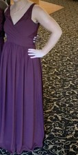 B2 Jasmine Bridal B193001 Long V-neck Lace  Poly Chiffon Bridesmaid Dress