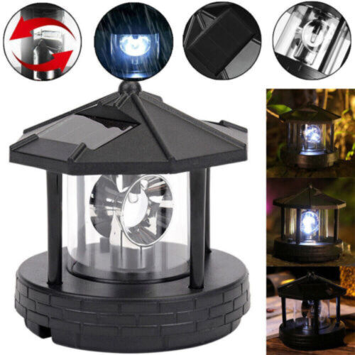 LED Solar Leuchtturm 360° Drehbar mit LED Beleuchtung Leuchturm Gartendeko - Bild 2 von 13