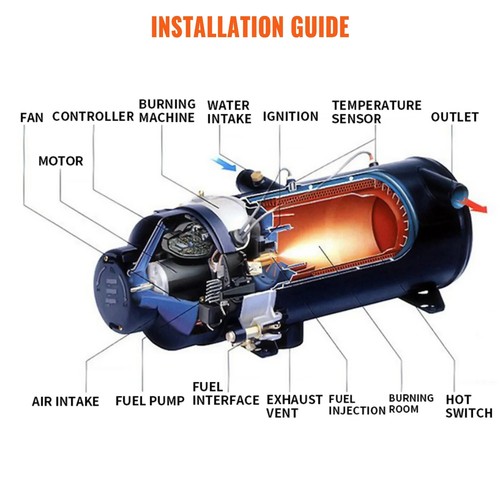VEVOR 12V/24V 10kw Wasser Heizung Auto Vorwärmer Diesel Heizung Parkplatz Heizun - Afbeelding 3 van 18