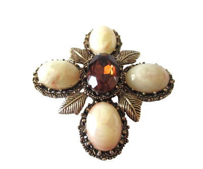 Ciner Vintage Signed Floral Pendant Brooch