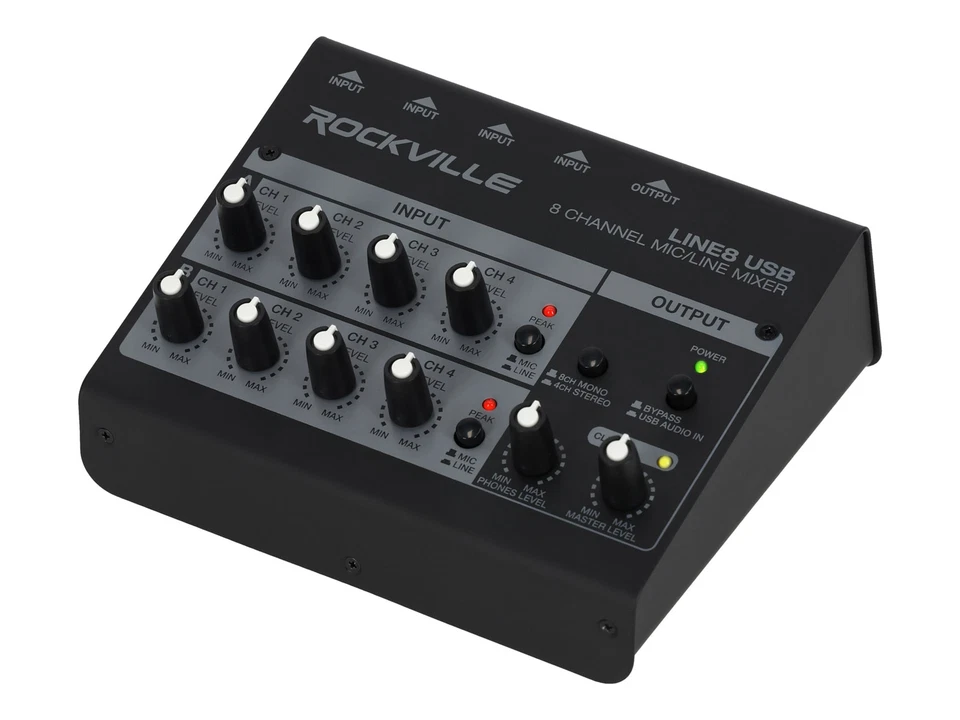 Rockville LINE8 USB 8 Channel Mic/Line Mixer w/ USB Computer Recording Interface - Image 3 of 4