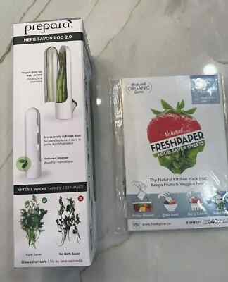 NEW Prepara Herb Savor Pod 2.0 + Natural Freshpaper Food Saver Sheets