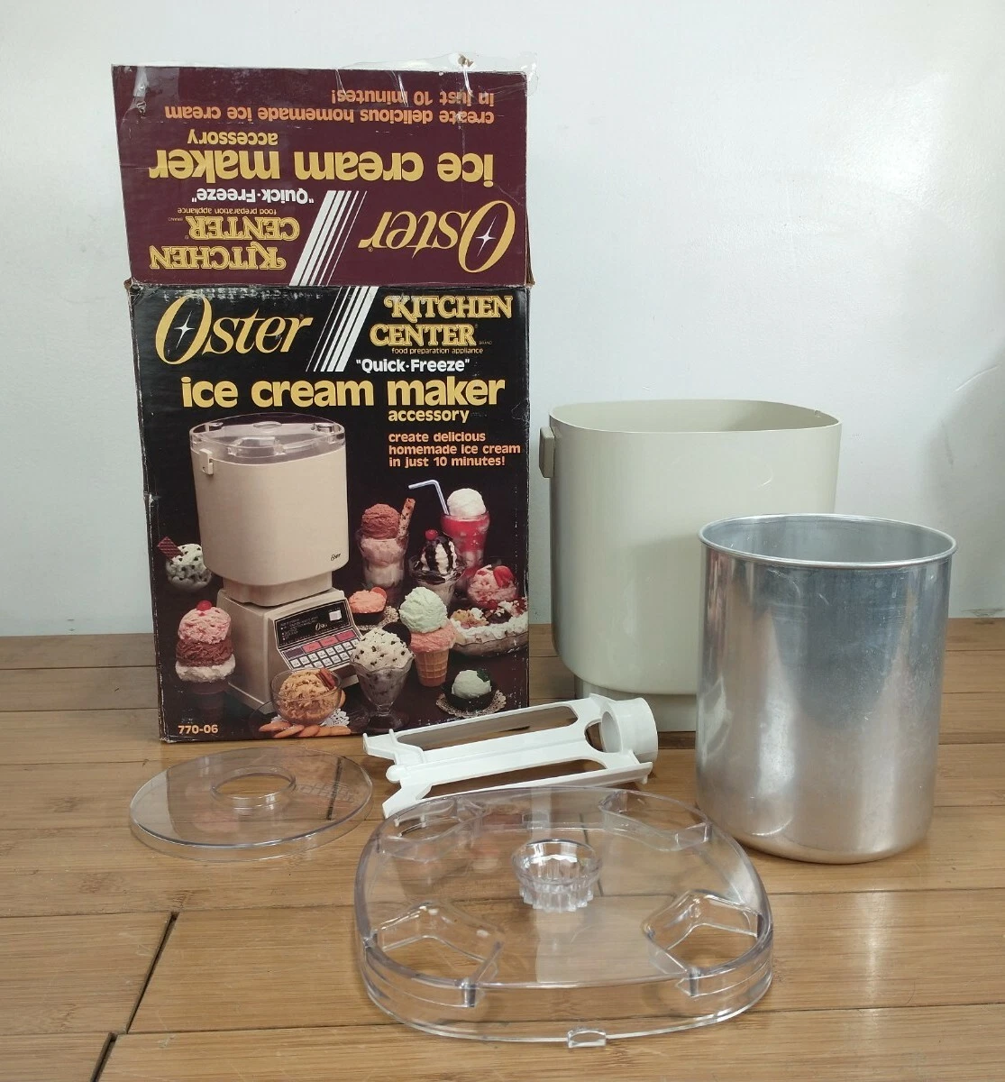 Vintage OSTER Kitchen Center Ice Cream Maker Accessory in Original Box