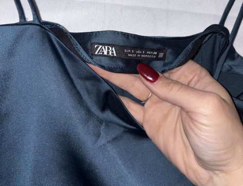 ZARA Satin Effect Slip Dress Special Edition in Teal Size S Long Spagetti Strap - Picture 5 of 5