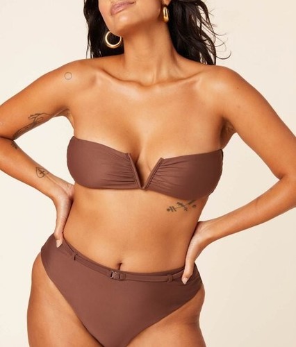 Andie Swim The Scala Bikini Top Espresso Brown Bandeau Swimwear Size M - 第 1/9 張圖片