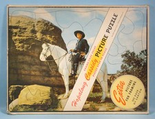 1950 Hopalong Cassidy Frame Tray Photo Puzzle w/Scarce Outer Sleeve William Boyd