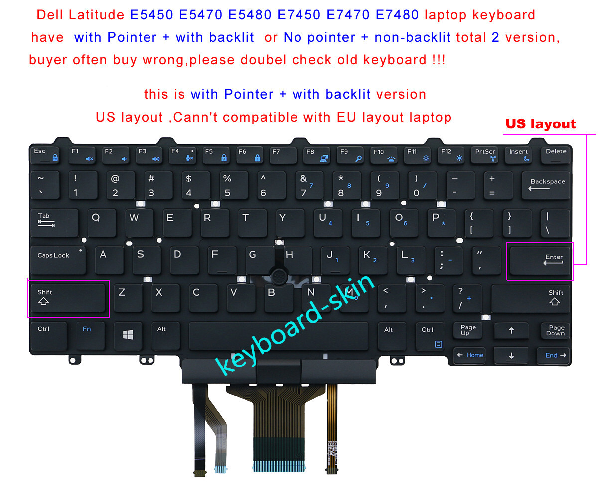 New for Dell Latitude E5450 E5470 E7450 E7470 series US keyboard