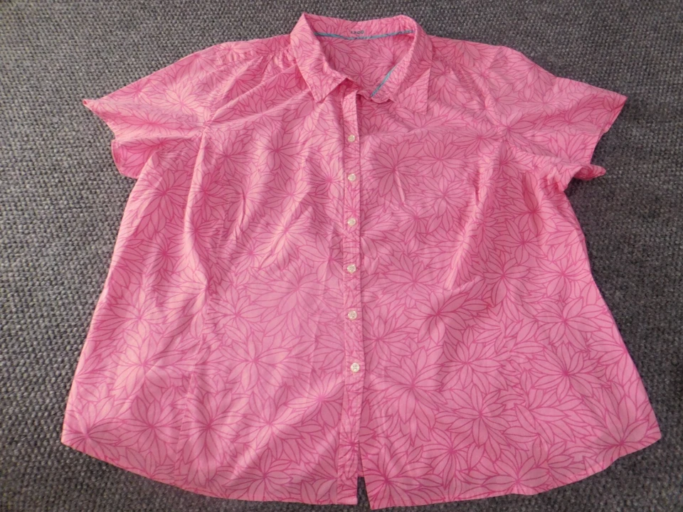 Blusa Izod Mujer 3XL XXXL Rosa Floral Costera Botones Top Informal Foto 4 de 4