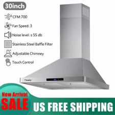 30 inch Wall Mount Range Hood Kitchen Vent Touch Control Stainless Steel New