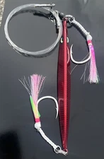Bluefin  Tuna KNIFE Jig Heavy  Fast Sinking Fully Rigged Strong Hooks 400g Red
