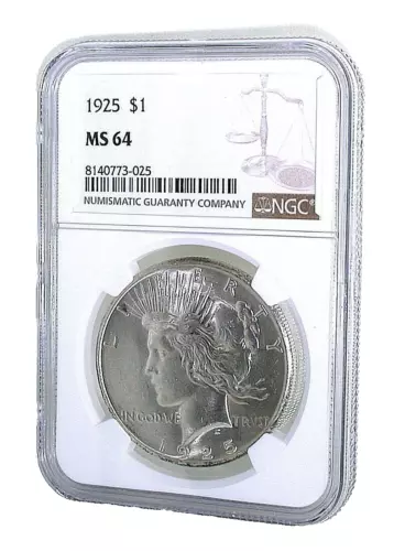 1925P $1 NGC MS64  Peace Silver Dollar HGC56