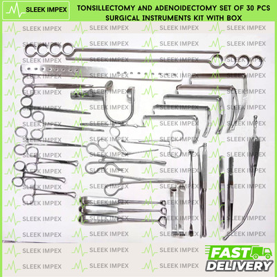 Tonsillectomy and Adenoidectomy Set of 30 Pcs Surgical Instruments Kit with Box