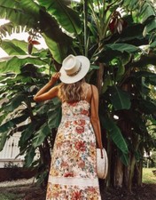 NWT ANTHROPOLOGIE FARM RIO Sz 0 LILITH  CROCHET LACE FLORAL PRINTED MIDI DRESS