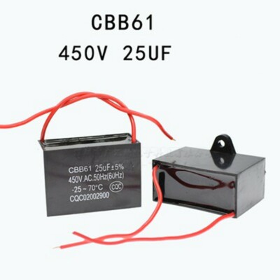 1pcs 25uF 450V CBB61 Motor Start Run Fan Capacitor 2Wires