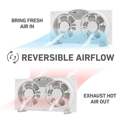 Holmes 9”3-Speed Twin-Blade Reversible Airflow Digital Window Fan with Remote - Picture 6 of 8
