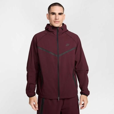 Nike Mens Tech Woven Full-Zip Hooded Jacket Burgundy HM7151-652 Small NWT