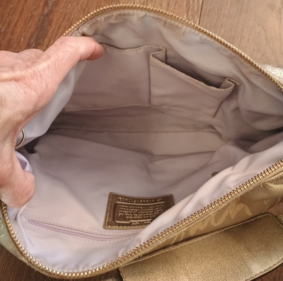 Coach Signature Script Lurex Hobo 17472 B4 Gold for sale online | eBay