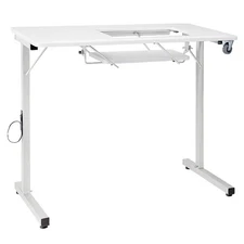 SewingRite SewStation 101 Portable Folding Sewing Table with Steel Legs, White