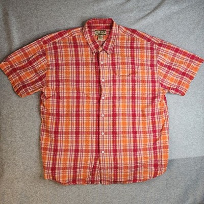 Sun River Clothing Co Short Sleeve Shirt XL Orange Plaid